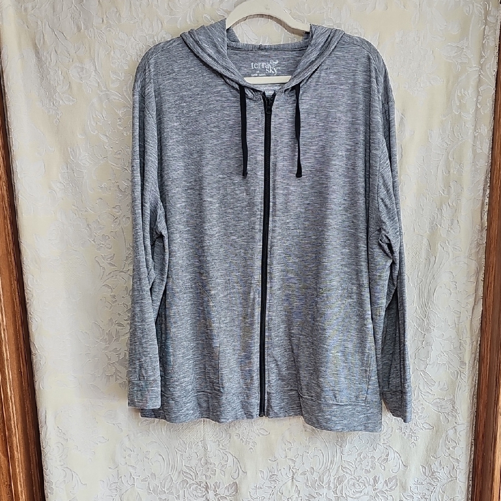 Terra Sky Heather Gray Zip-Up Hoodie